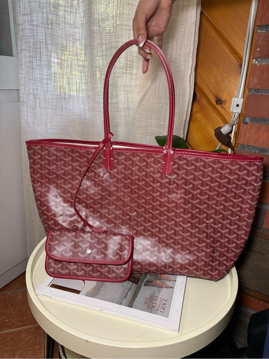 Goyard Handbags - Goyard Saint Louis Tote Coated Canvas PM Dark Red With Wallet Insert